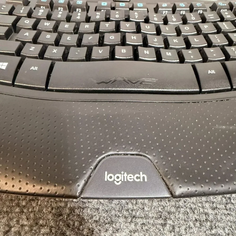 Logitech K350 Wave Wireless Keyboard Ergonomic 2.4GHz USB Black PC Multimedia